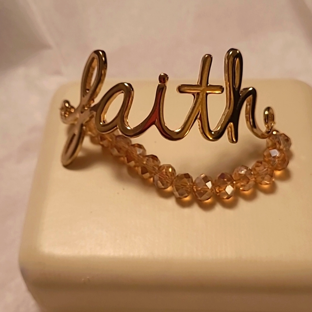 Beautiful beaded Faith bracelet.  Golden beads